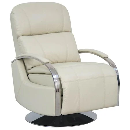 Regal II Swivel Recliner with Chrome Arms and Chaise Footrest